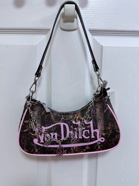 NWT Von Dutch Pink-Trim Camouflage Shoulder Bag